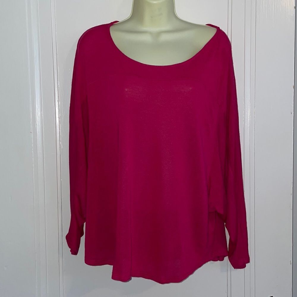 Ella Moss fuchsia pink knit rayon dolman oversized top